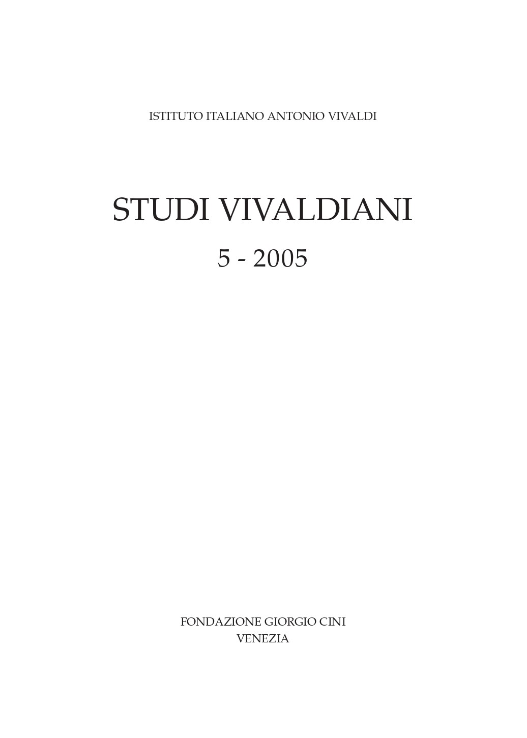 «Studi Vivaldiani» 5