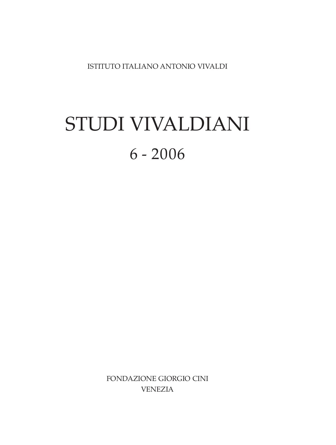 «Studi Vivaldiani» 6