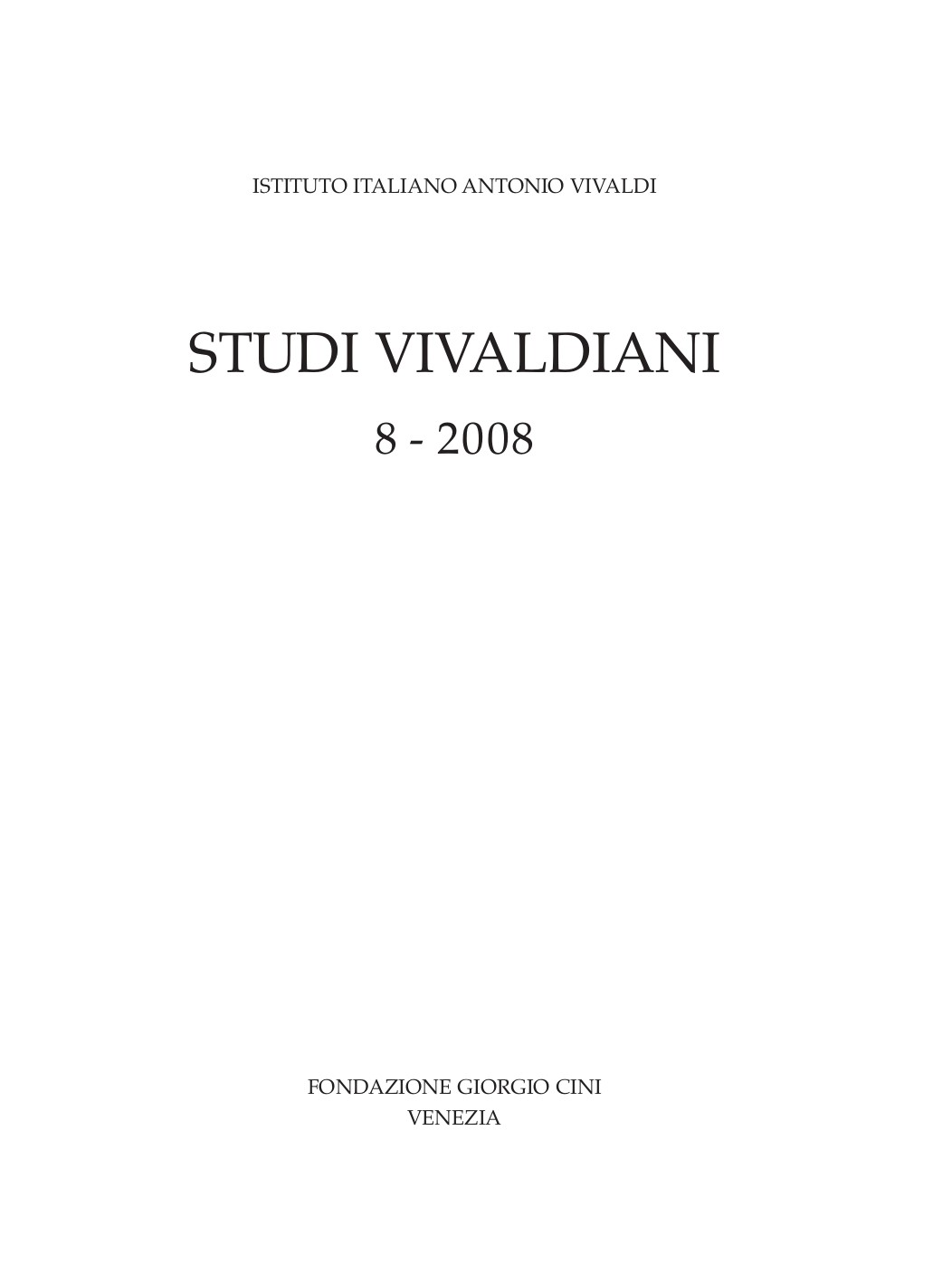 «Studi Vivaldiani» 8