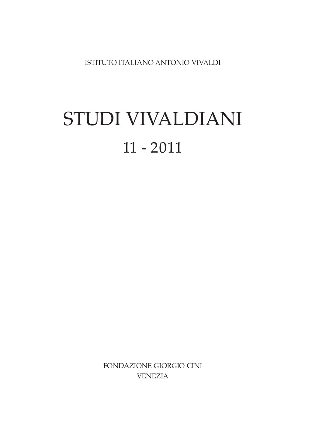 «Studi Vivaldiani» 11