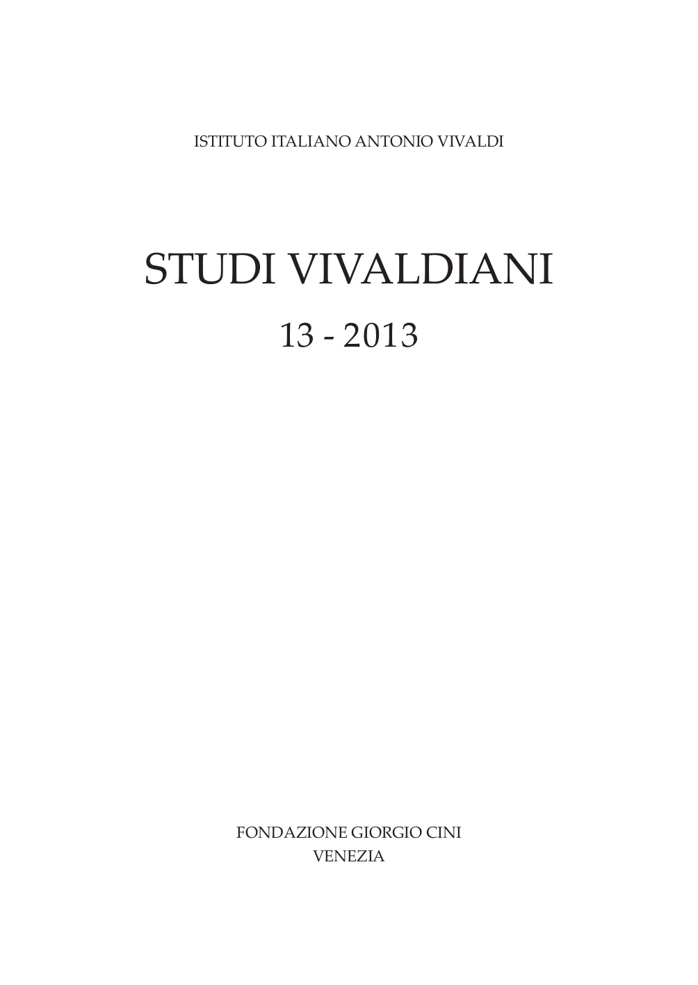«Studi vivaldiani» 13