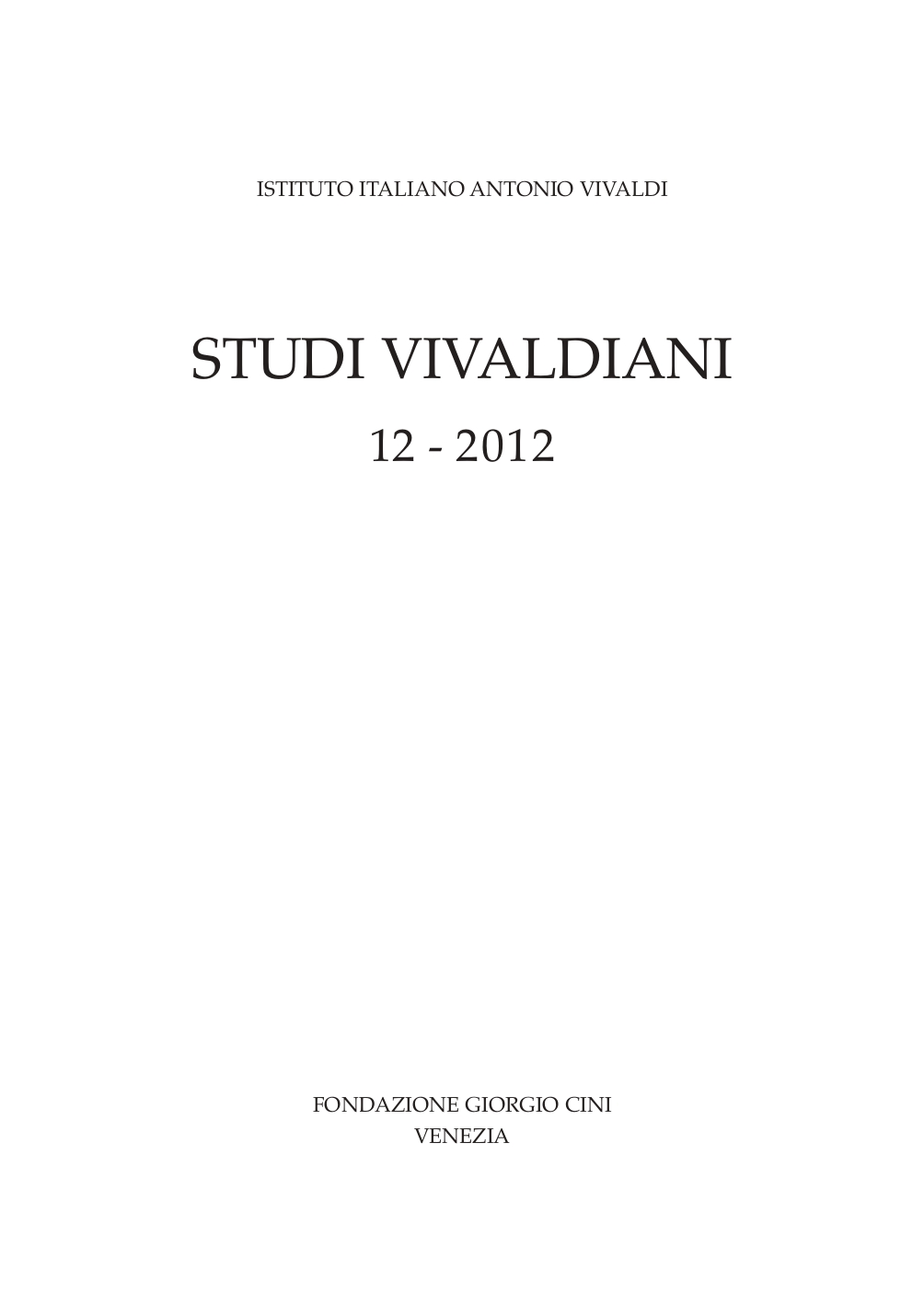 «Studi Vivaldiani» 12