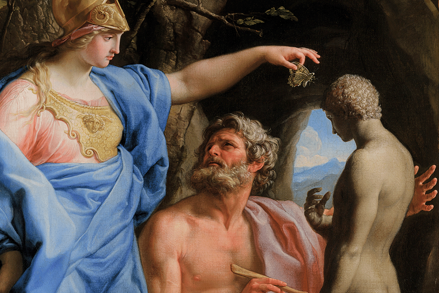 A Guest at the Palace | Minerva Infuses the Soul into the Human Figure Modeled in Clay by Prometheus by Pompeo Batoni